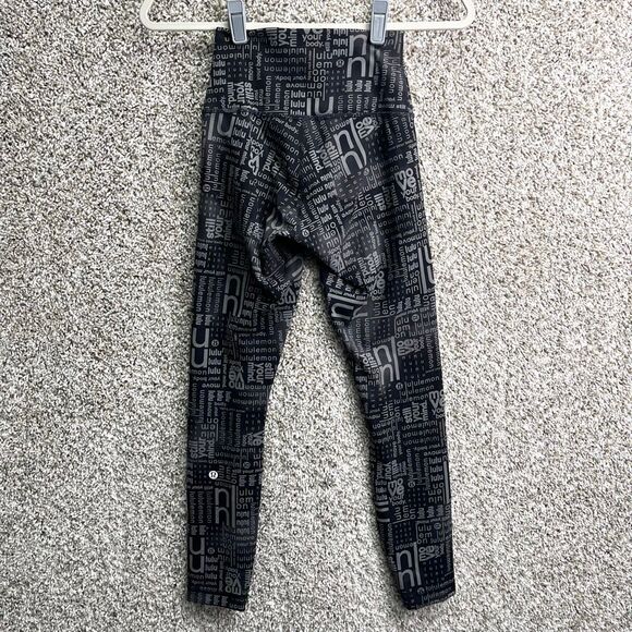 Lululemon Leggings Womens 4 Wunder Train High-Rise Ombré Black Logo Print - Picture 3 of 6